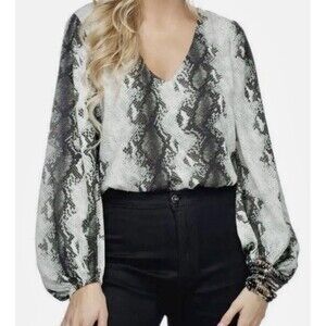 NWT Buddy Love Size S Jackie Blouse Bodysuit Snakeprint Bohemian